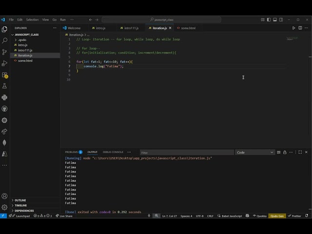 Nakelgreen JavaScript Session: Iteration: For Loop