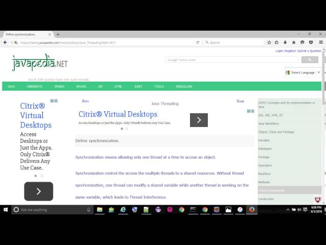 Define synchronization. - javapedia.net