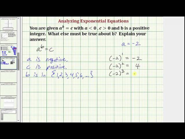 Analyze True Conditions for a Given Exponential Equation (Common Core Math 7/8 Ex 12)