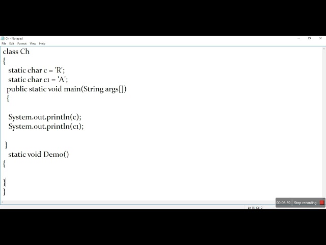 Simple Core Java Program using Notepad