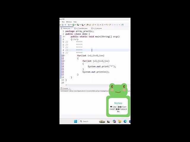 Java Pattern Program ⭐ | 5×5 Star Pattern Using Nested Loops | #Shorts
