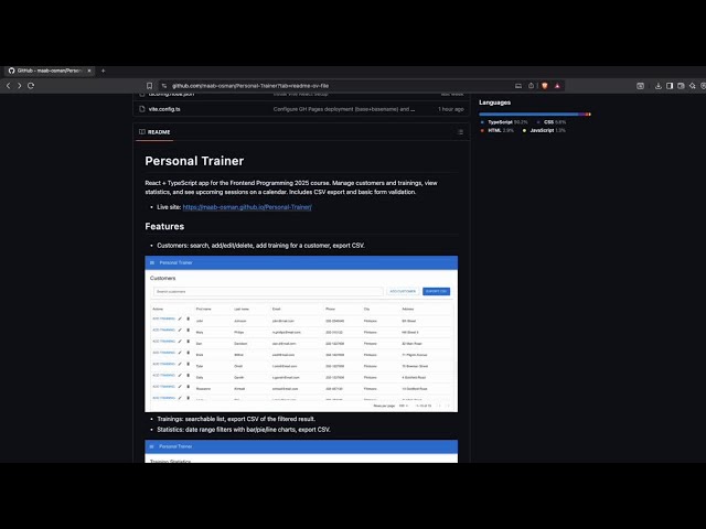Personal Trainer - React + Typescript