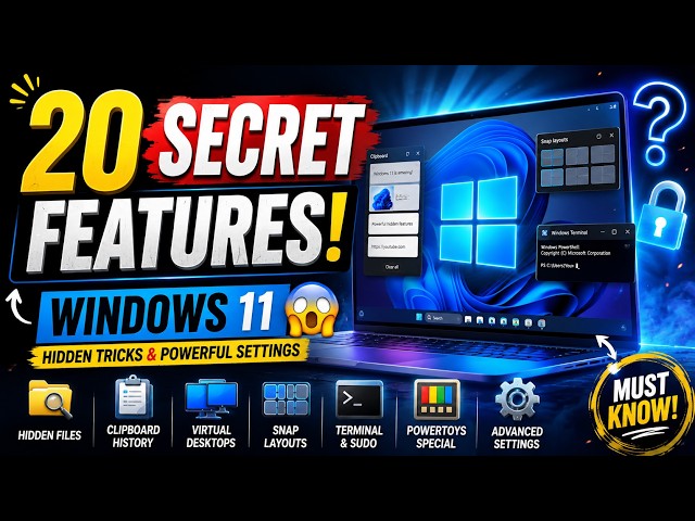 20 Windows 11 SECRET Features You Didn’t Know! 😱 | Hidden Tricks & Powerful Settings !!