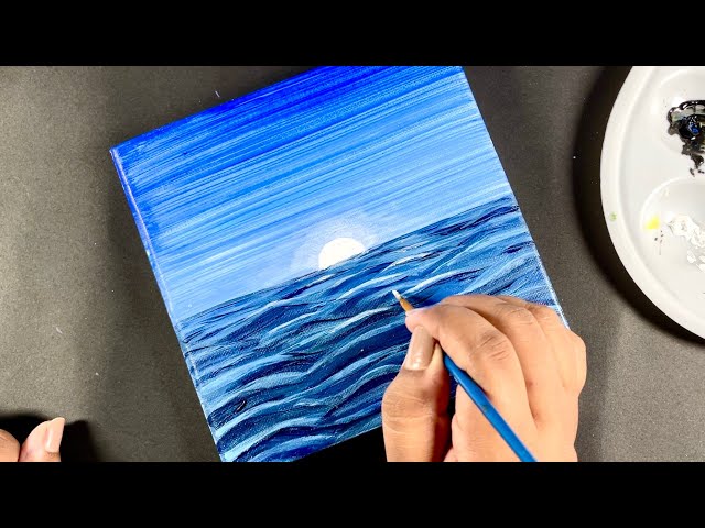 Easy Ocean Waves Painting Tutorial 🌊 | Ocean Waves & Seascape Canvas Painting for Beginners