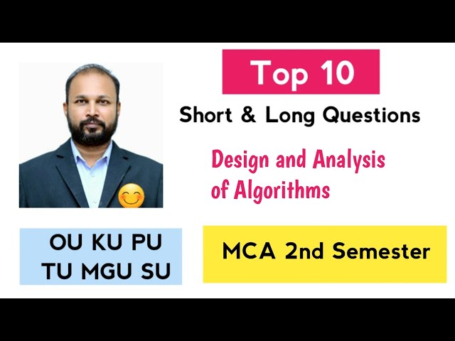 Top 10 Database Design & Analysis of Algorithms Imp Short & Long Questions 2025 MCA 2nd II Sem JNTUH