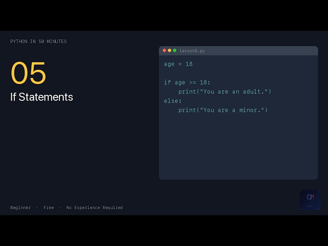 Python Basics in 50 Minutes— If Statements (Lesson 5)
