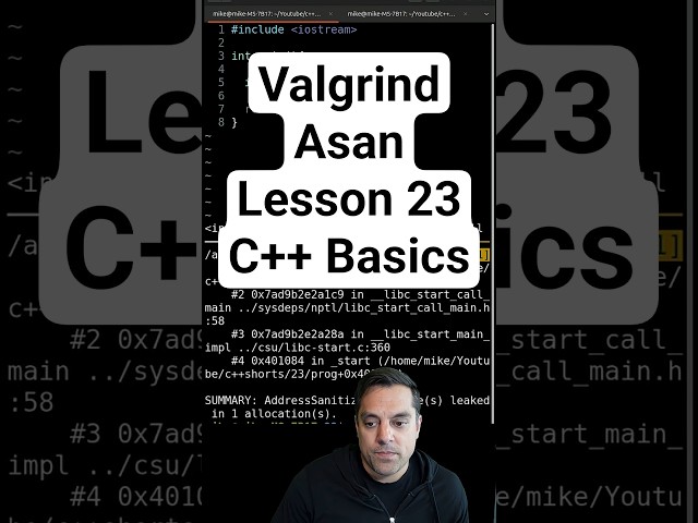 valgrind and asan for memory leaks [C++ Shorts Lesson 23]