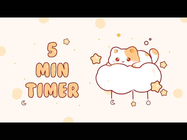5 minutes  - Study Timer Work with me Cat on a fluffy cloud #timer #10min    #studymusic  #lofi