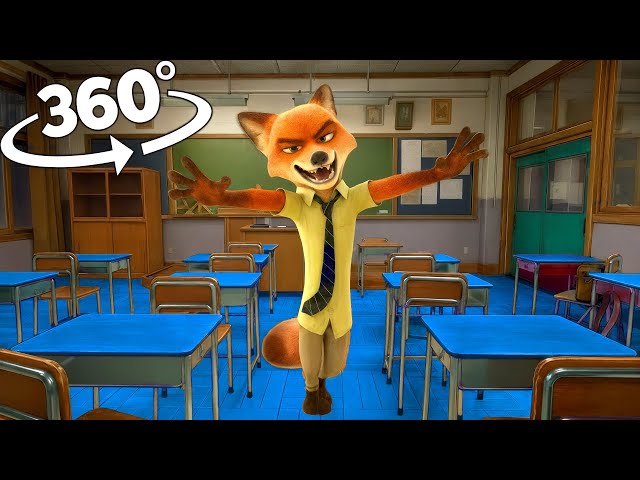 VR 360° Zootopia :  Nick Wilde Attack In School | VR 8K