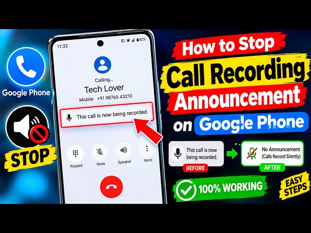 How to Stop Call Recording Announcement on Google Phone || Call Recording Announcement OFF