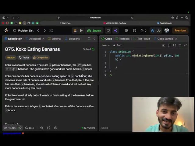 Day 31 || koko eating banana| leetCode 875 ||  DSA live with me  || binary search