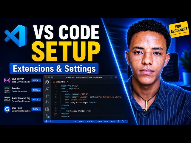 VS Code Setup for Beginners (Amharic) | Install, Extensions & Settings Every Web Developer Needs