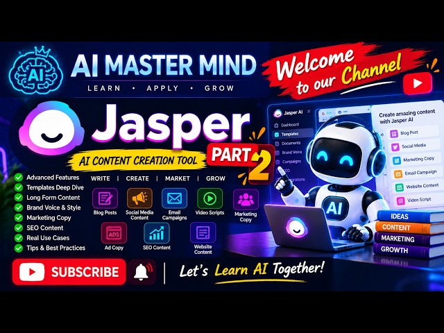 🚀 Welcome to **AI MASTER MIND**! 🎯**Today’s Lesson: Jasper AI – Part 2**Ai Master Mind