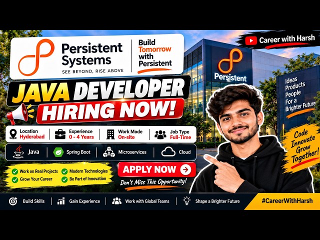 🚨 Persistent Systems Hiring! 🔥 Java Developer | 0–4 Years | Hyderabad | Multi-hiring in this video