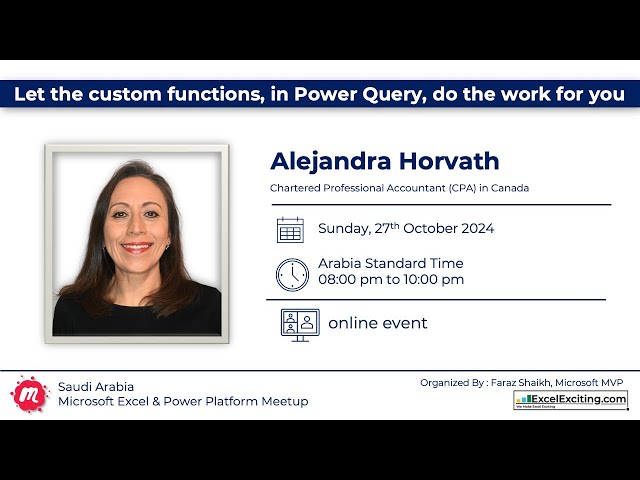 Let the custom functions, in Power Query, do the work for you with Alejandra Horvath