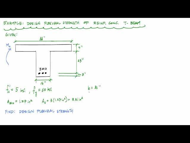 Design Moment Strength Calculation of a RC T-beam - Reinforced Concrete