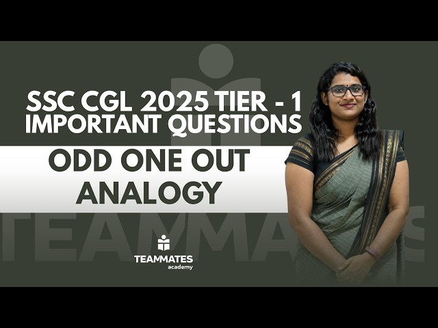 SSC CGL 2026 Revision | Important Questions | Odd One Out & Analogy | SSC CGL Reasoning Live Class