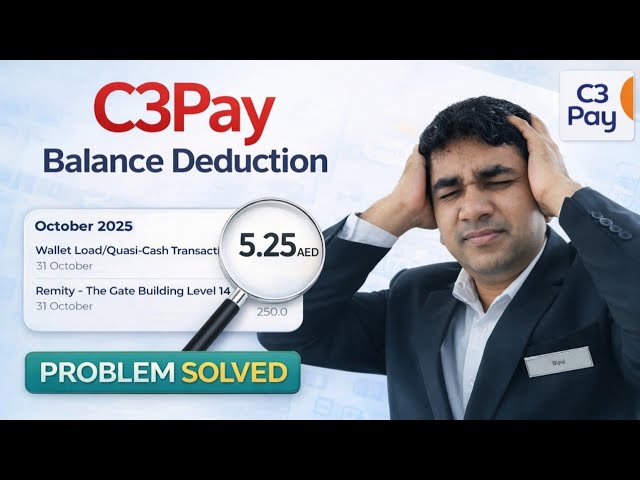 C3Pay Balance Deducted 5.25 AED Reason | C3Pay Charge Kyu Kat Raha Hai