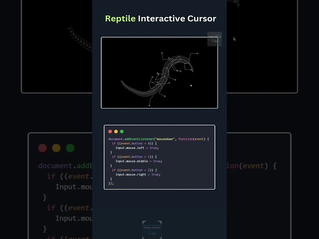 Reptile Interactive Cursor Animation Using HTML, CSS & JavaScript 🦎 | Code Genus