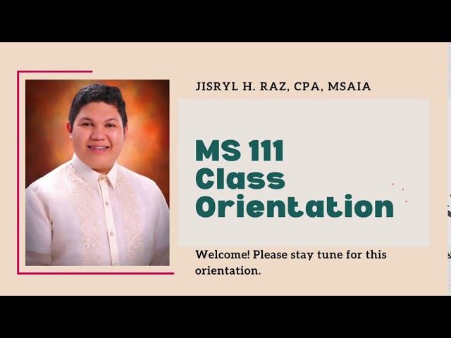 Management Science 111 Class Orientation