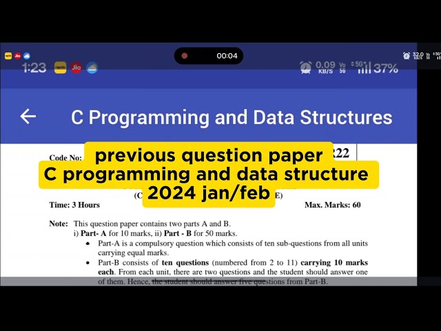 👉R22 Basic C Programming & Data Structures Jan/Feb 2024 Previous Question Paper | JNTUH👍