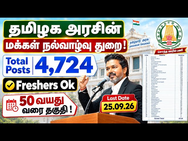 4,724 Posts ♦️ Upto 21,000 Salary | Mark வைத்து பணி | Tamilnadu NHM Dept Jobs 2026  | jobs tamizha