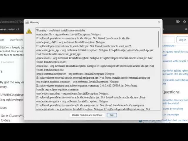 sql developer error with disable modules and continue|  AppData Roaming not found | problem Solved 💯