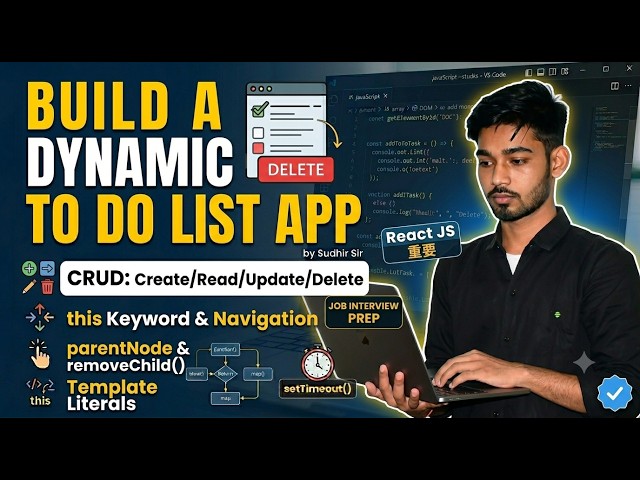 JavaScript To Do List Project 🔥 | DOM Manipulation & Event Handling Tutorial | Sudhir Sir