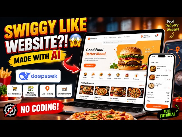 How create a food ordering website with ai | No coding | telugu tutorial
