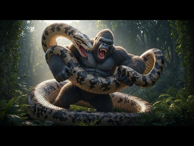 King Kong Battles a Giant Python: Who Will Survive?