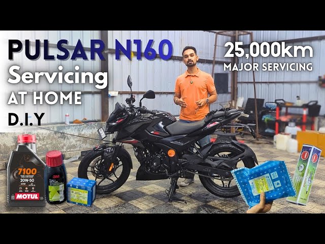 PULSAR N160 FULL SERVICING AT HOME ! 25,000KM D.I.Y #pulsarn160 #servicing 