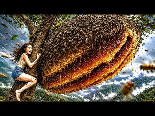 Extreme Wild Honey Hunt | Battling Strong Winds High in a Tree