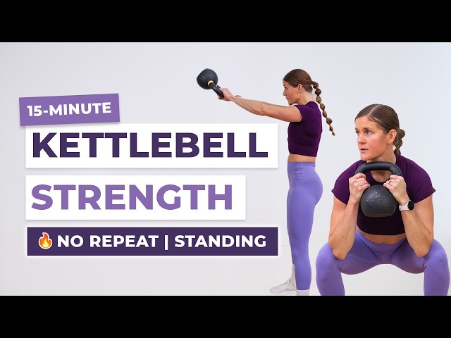 15-Minute Beginner Kettlebell Workout (All Standing, No Repeat)
