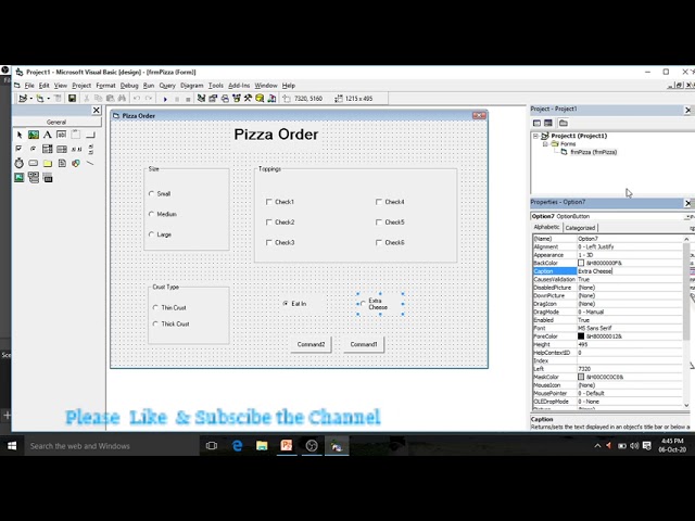 Project on Pizza Order in visual basic 6.0