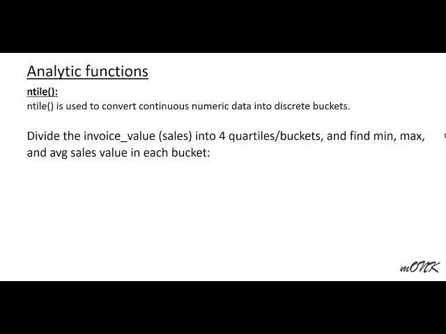 Analytic functions in SQL