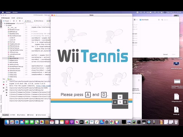 Python game programming  - WII Tennis