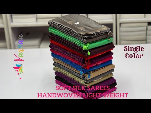 Self Color Soft Silk Sarees From Varnaa | Single Color Silk Sarees Collections  Online Shopping
