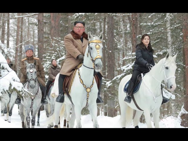 Kim Jong Un rides his White Horse up sacred Mount Paektu - Pirated Video