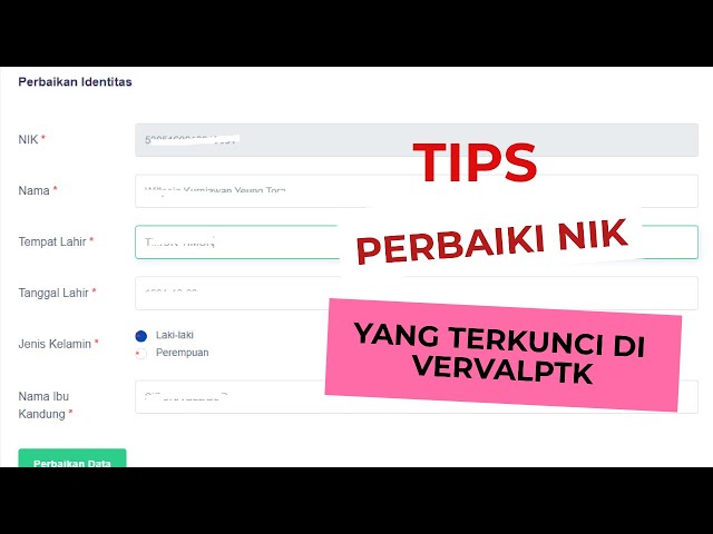HOW TO FIX A LOCKED NIK IN VERVAL PTK