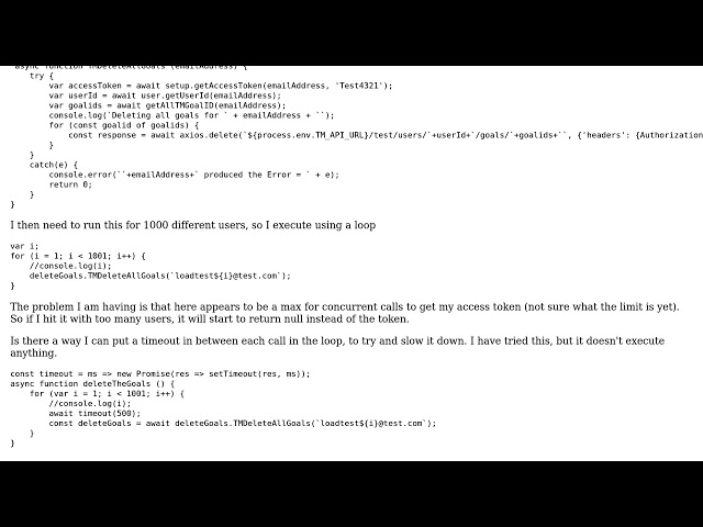 Delay loop in javascript function