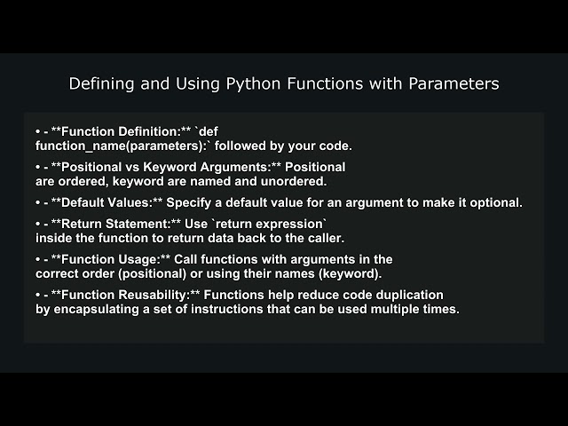 Python Functions & Parameters: Defining and Using with Args