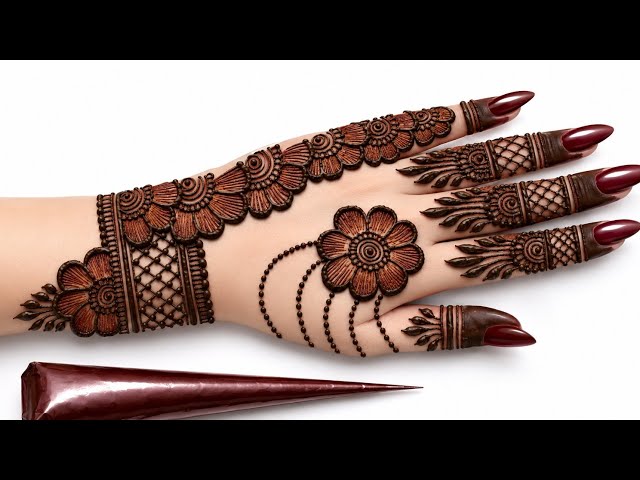 Very simple unique style mehndi design for back hand|new easy mehndi design 2026 | mehandi designs