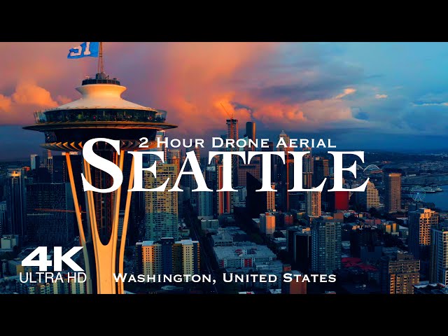 [4K] SEATTLE 2026 🇺🇸 2 Hour Drone Aerial Relaxation Film | Washington USA United States of America