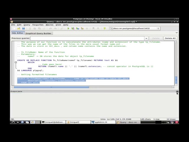 Creating functions with PostgreSQL