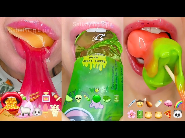 5 Hours Satisfying Eating EMOJI ASMR CHALLENGE  Relax Study Sleep Mukbang