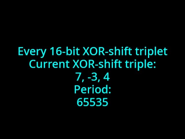 (loud) XOR-Shift RNG triplets (all 3375 "interesting" ones)