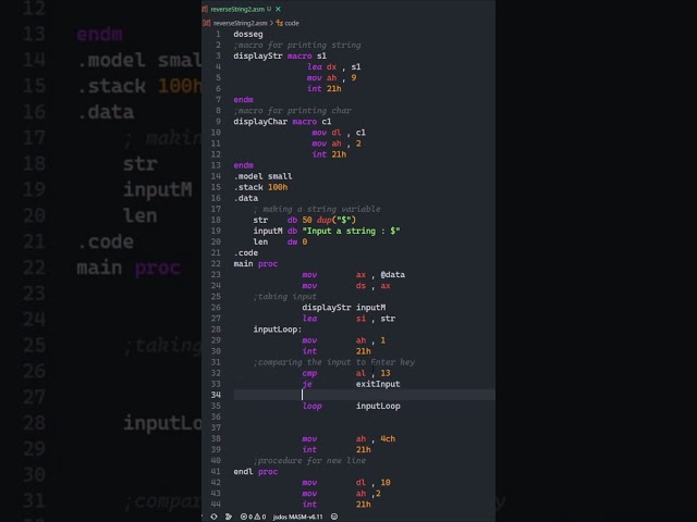 Assembly Language | Reversing a string
