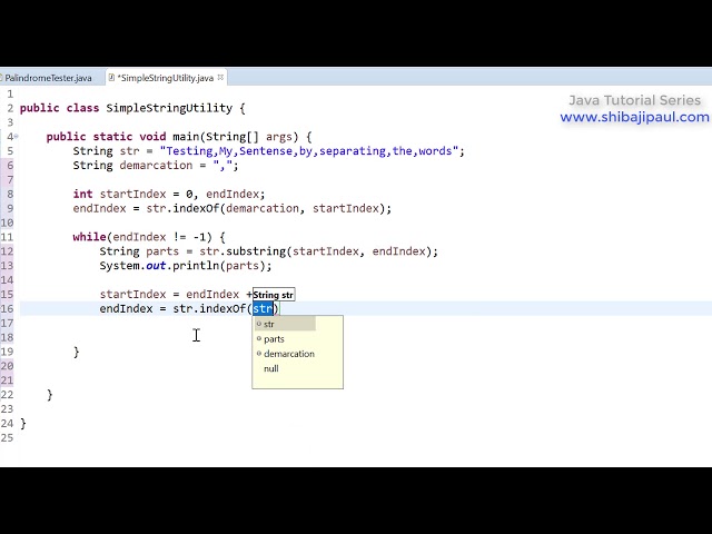 Program to separate words demarcated by comma in Java using indexOf and substring #11