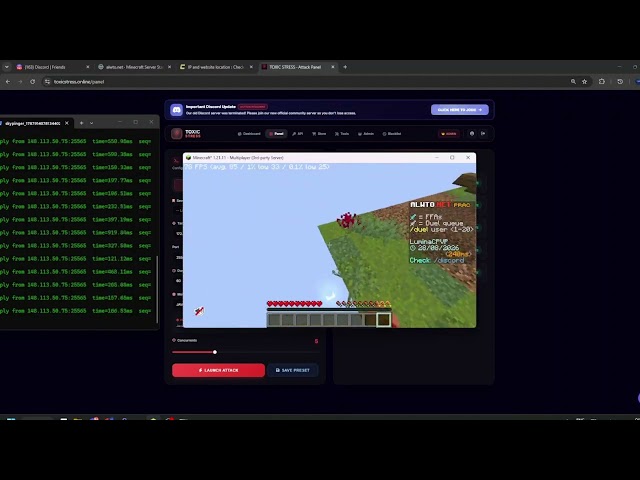 Crashing a minecraft server using Toxicstresser | best ddos c2 2026 | best bypass