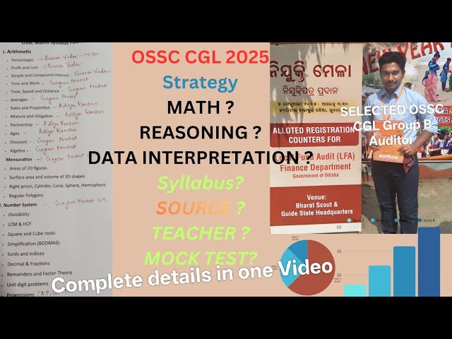OSSC CGL Prelims 2025,🔥 Math, Reasoning, Data interpretation, Preparation, Strategies📕📲📈📊📘